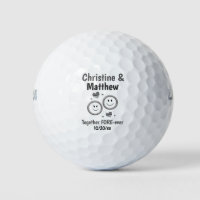 Cute Cartoon Bride Groom Wedding Ring Favor Golf Balls