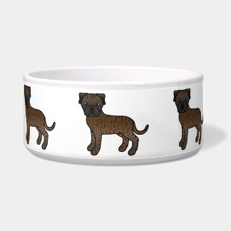 Cute Cartoon Brindle Bullmastiff Dogs Bowl