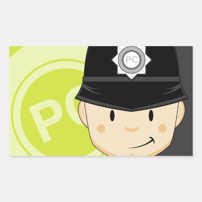 Cute Cartoon British Policeman Rectangular Sticker (Front)