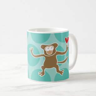 Cute Cartoon Brown Monkey/Ape Fun Dots Children's Coffee Mug
