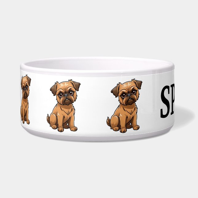 Cute Cartoon Brussels Griffon Personalize Bowl (Left)