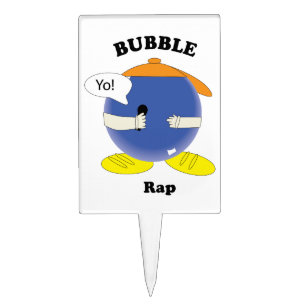 Cute Cartoon Bubble Character with Microphone Cake Topper