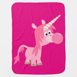 Cute Cartoon Bubble Gum Unicorn Baby Blanket