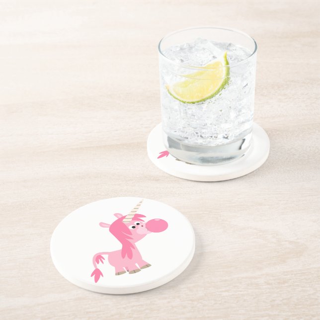 Cute Cartoon Bubble Gum Unicorn Coaster (Side)