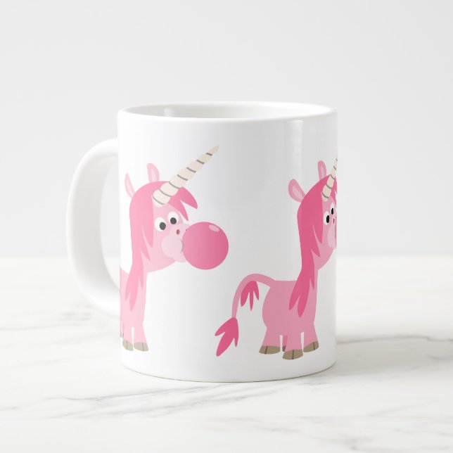 Cute Cartoon Bubble Gum Unicorn Jumbo Mug (Front Left)