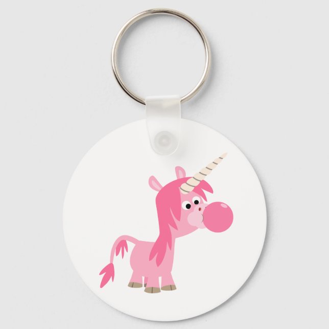 Cute Cartoon Bubble Gum Unicorn Keychain (Front)