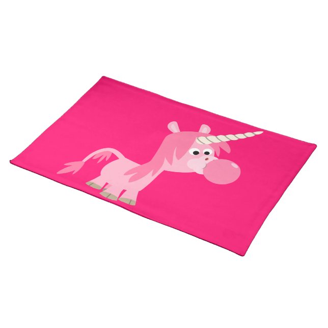 Cute Cartoon Bubble Gum Unicorn Placemat (On Table)