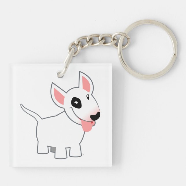 Cute Cartoon Bull Terrier Acrylic Keychain (Back)