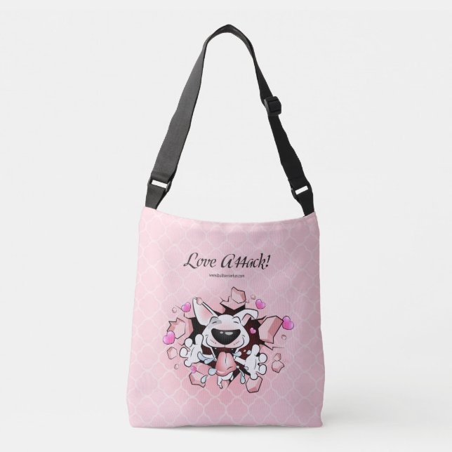 Cute cartoon Bull Terrier bag "Love attack" (Front)