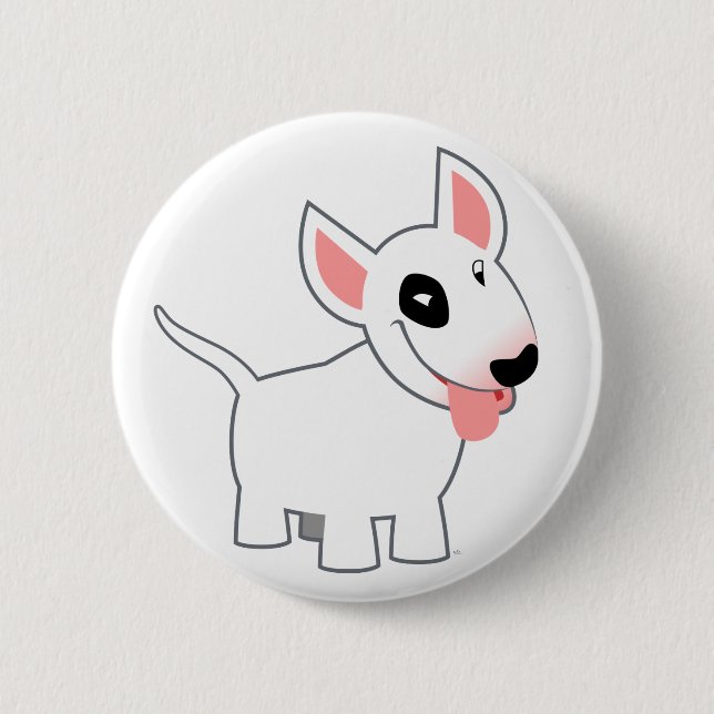 Cute Cartoon Bull Terrier Button Badge (Front)
