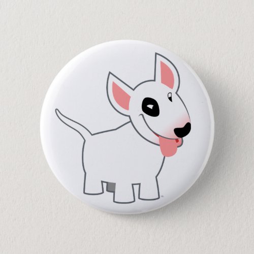 Cute Cartoon Bull Terrier Button Badge