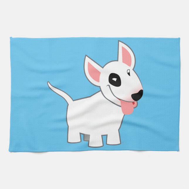 Cute Cartoon Bull Terrier Kitchen Towel (Horizontal)