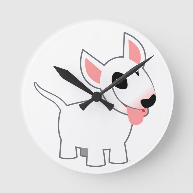 Cute Cartoon Bull Terrier Wall Clock (Front)
