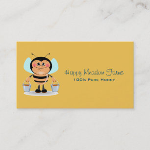 Cute Cartoon Bumble Bee Carrying Buckets of Honey Business Card