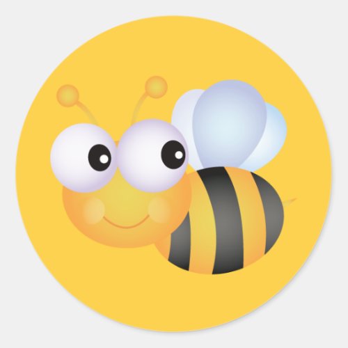 CUTE CARTOON BUMBLEBEE BEE HONEYBEE smiling orange Classic Round Sticker