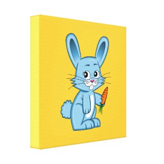Cute Cartoon Bunny Holding Carrot Canvas Print