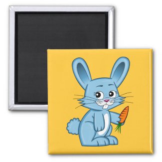 Cute Cartoon Bunny Holding Carrot Magnet