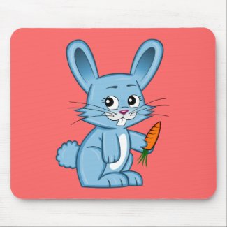 Cute Cartoon Bunny Holding Carrot Mouse Pad