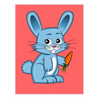Cute Cartoon Bunny Holding Carrot Postcard