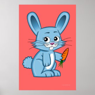 Cute Cartoon Bunny Holding Carrot Poster