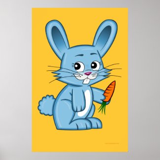 Cute Cartoon Bunny Holding Carrot Poster
