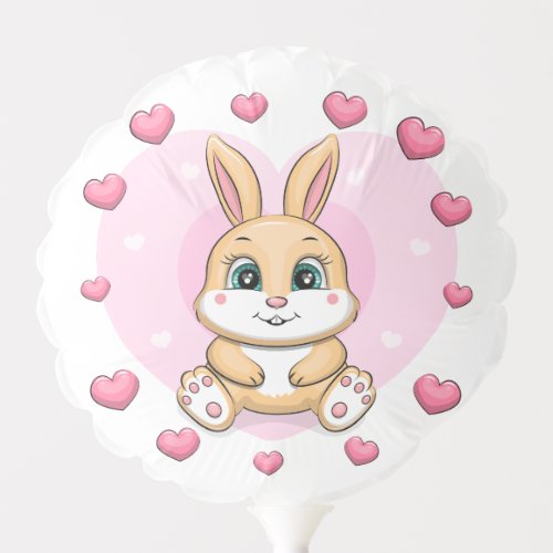Cute cartoon bunny in a heart frame  balloon