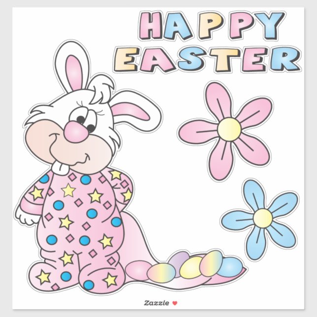 Cute Cartoon Bunny - Pink - Kiss-Cut Sticker (Sheet)
