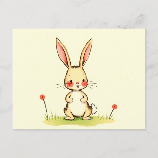 Cute Cartoon Bunny Postcard (Front)