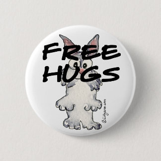 Cute Cartoon Bunny Rabbit Free Hugs Pin
