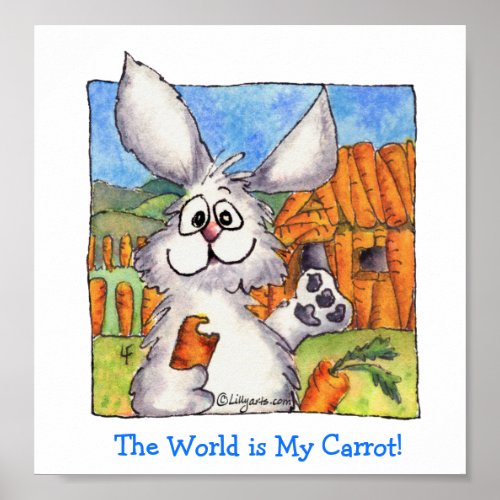 Cute Cartoon Bunny Rabbit Poster Print_ Carrot