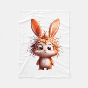 Cute Cartoon Bunny With Funny Expression Fleece Blanket
