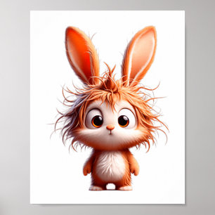 Cute Cartoon Bunny With Funny Expression Poster