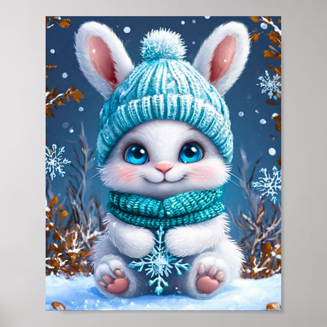 Cute Cartoon Bunny with Soft Style 🐰🌸✨🌿💖 Poster (Front)