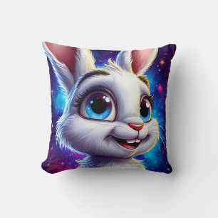 🐰 Cute Cartoon Bunny with Soft Whimsical Charm ✨ Throw Pillow