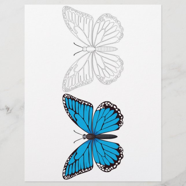 Cute Cartoon butterfly coloring page (Front)