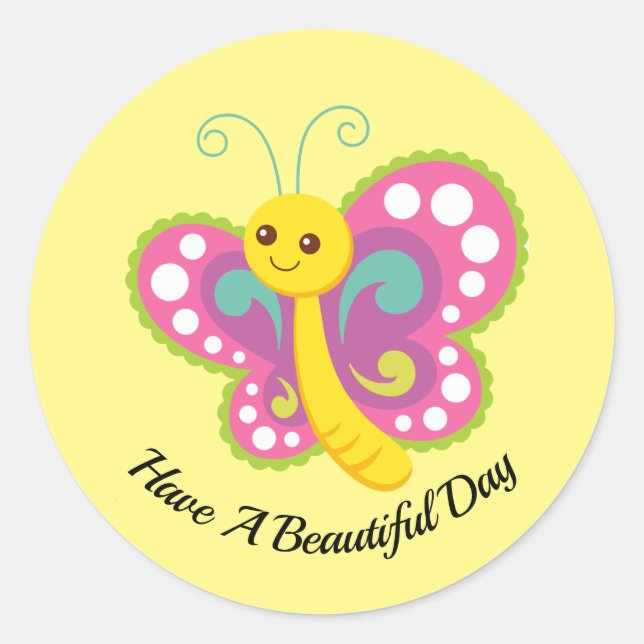 Cute Cartoon Butterfly Sticker (Front)