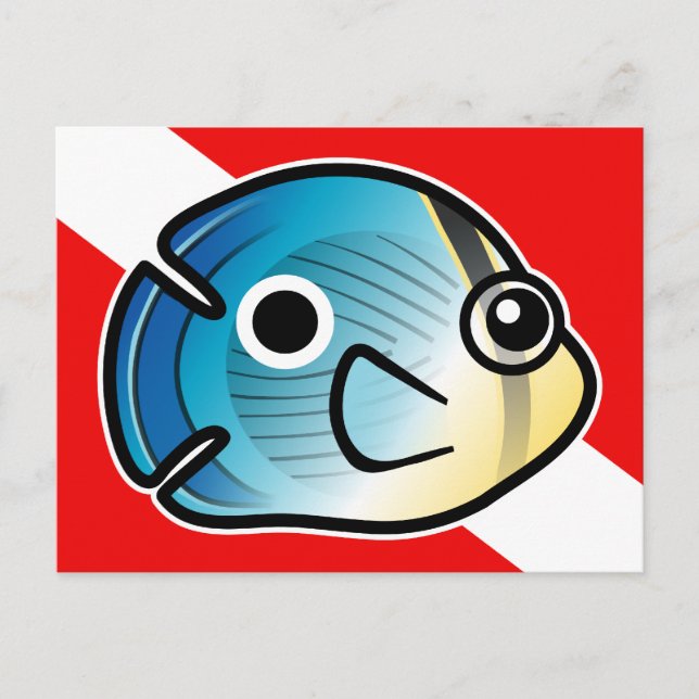 Cute Cartoon Butterflyfish Dive Flag Postcard (Front)
