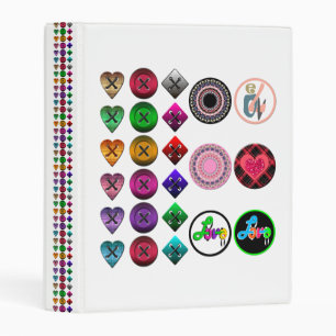 Cute cartoon buttons bright colorful white backgro mini binder