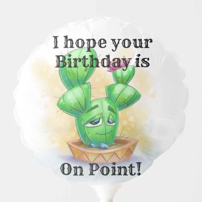 Cute Cartoon Cactus Birthday Balloon (Front)