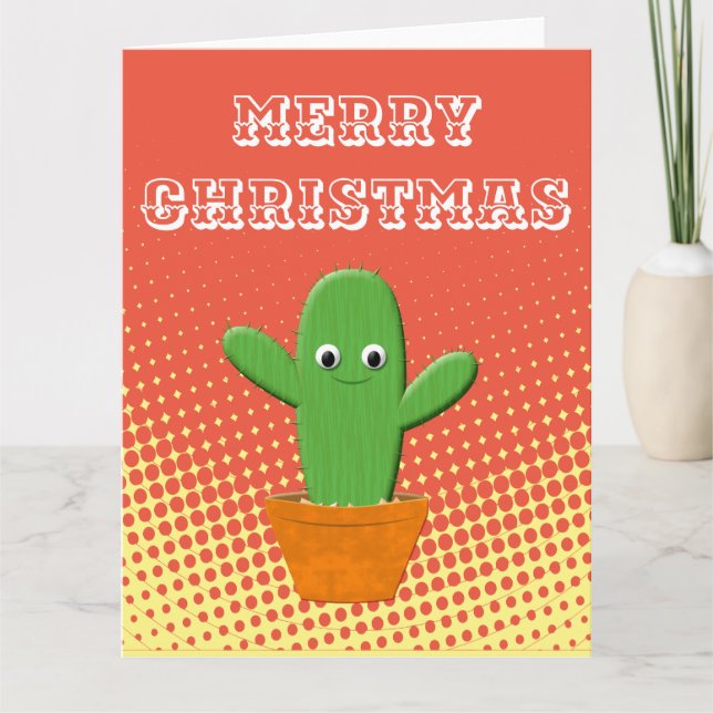Cute Cartoon Cactus Card (Front)