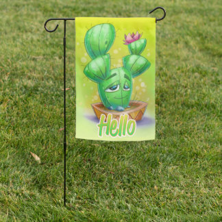 cute cartoon cactus Garden Flag
