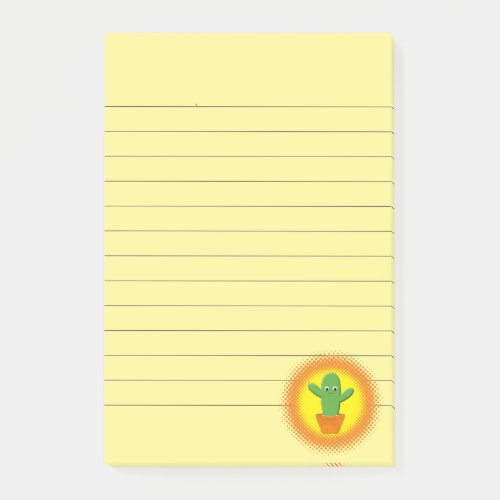 Cute Cartoon Cactus Lined Post_it Notes