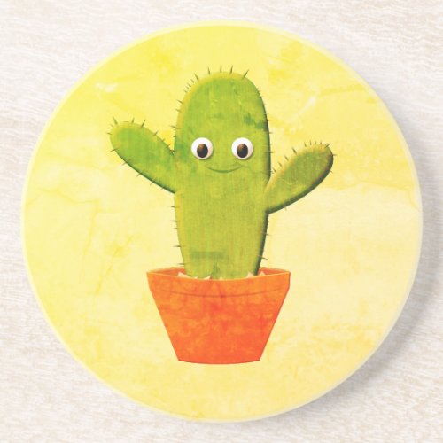 Cute Cartoon Cactus Painting Coaster