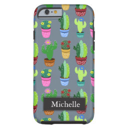 Cute Cartoon Cactus Pattern Custom Name Tough iPhone 6 Case