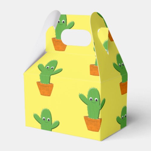 Cute Cartoon Cactus Pattern Favor Boxes