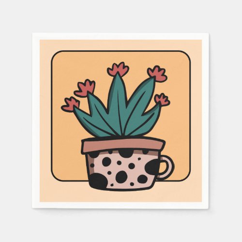 Cute Cartoon Cactus Plant  Napkins