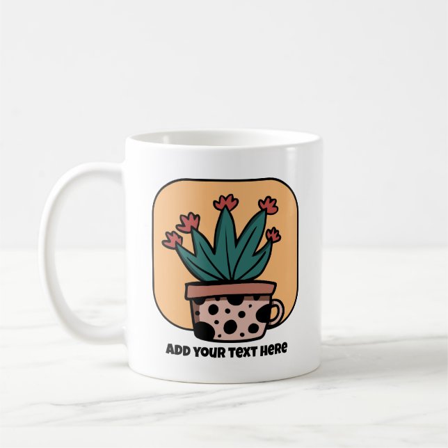Cute Cartoon Cactus Plant Personalized Coffee Mug (Left)