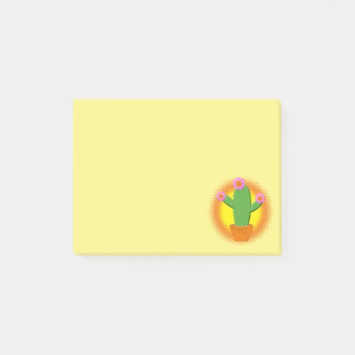 Cute Cartoon Cactus With Pink Flowers Post_it Notes