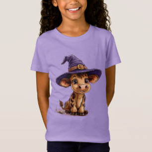 Cute Cartoon Calf in Witch Hat T-Shirt