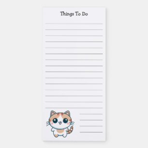 Cute Cartoon Calico Cat Lined To Do List  Magnetic Notepad